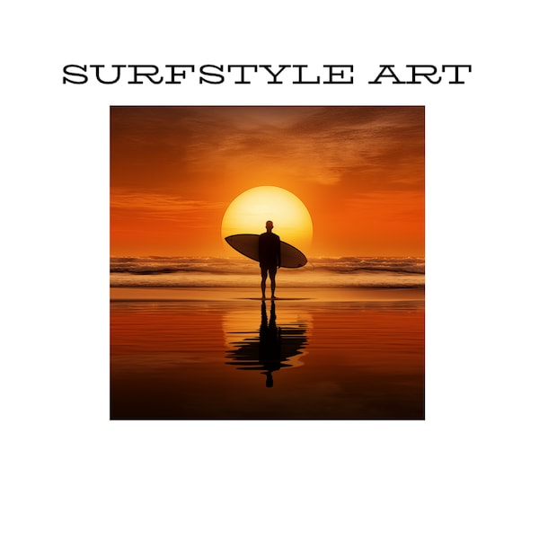 Surfer Art  | Sunset Art | Coastal Art | Bauhaus Style | Contemporary Art | Vintage Art | Printable Wall Art | Digital Download