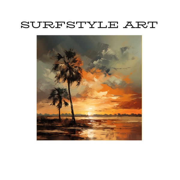 Muted Palm Sunset | Muted Summer Coastal Art | Vintage Art  | Downloadable Printable Wall Art | Printable Digital Art | Digital Download