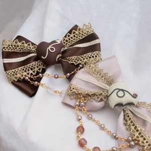 CHOCOLATE TRUFFLE Sweet Heart Ribbon Bow Hairclip