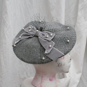 PEARL RIBBON Net Bow BERET All Colours image 1
