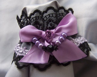 ROSE RIBBON Jewellery Lace Wrist Cuffs (Dark and Bright Colours)