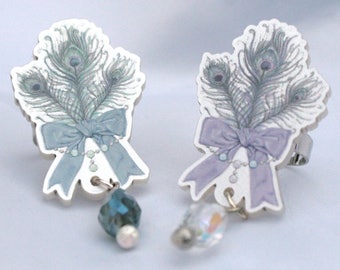Pastel Silver JEWEL FEATHER Ring- Lilac or Blue