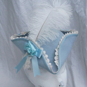 Lace, Rose and Feather MINIATURE TRICORNE HAT