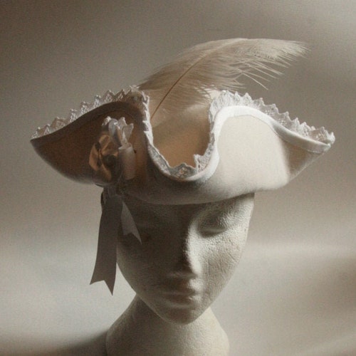 Large TRICORNE HAT Lace Rose and 