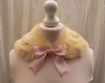 GOLD or SILVER STAR Ribbon Fur Collar