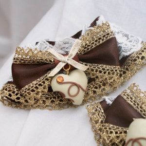 CHOCOLATE TRUFFLE Sweet Hearts Lace Wrist Cuffs