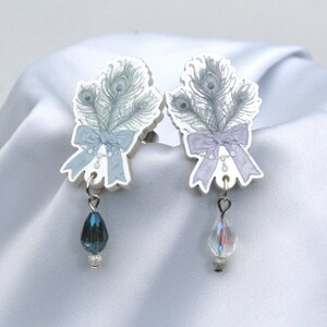 Pastel Silver JEWEL FEATHER Ring Lilac or Blue image 5