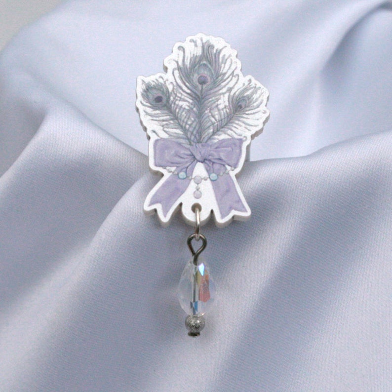 Pastel Silver JEWEL FEATHER Ring Lilac or Blue Lilac