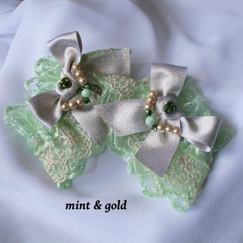 ROSE RIBBON Jewellery Lace Wrist Cuffs Pastel Colours image 4