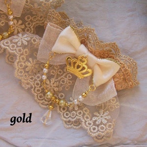 CRYSTAL CROWN Jewellery Lace Wrist Cuffs All Colours Gold