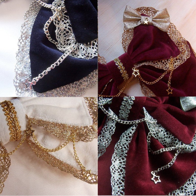 CIRCUS HEADDRESS Velvet Sparkle Bow Gold or Silver image 10