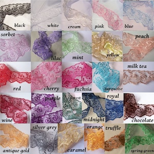 ROSE RIBBON Jewellery Lace Wrist Cuffs Pastel Colours image 10