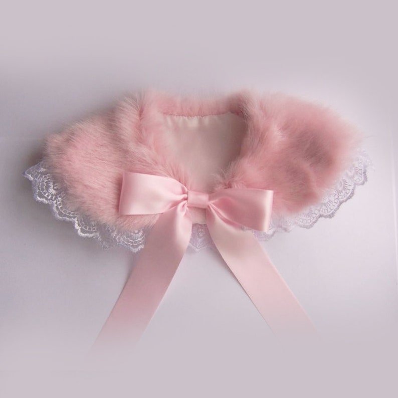 LACE FRILL Ribbon Fur Collar Etsy
