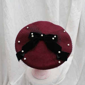 PEARL RIBBON Net Bow BERET All Colours image 3