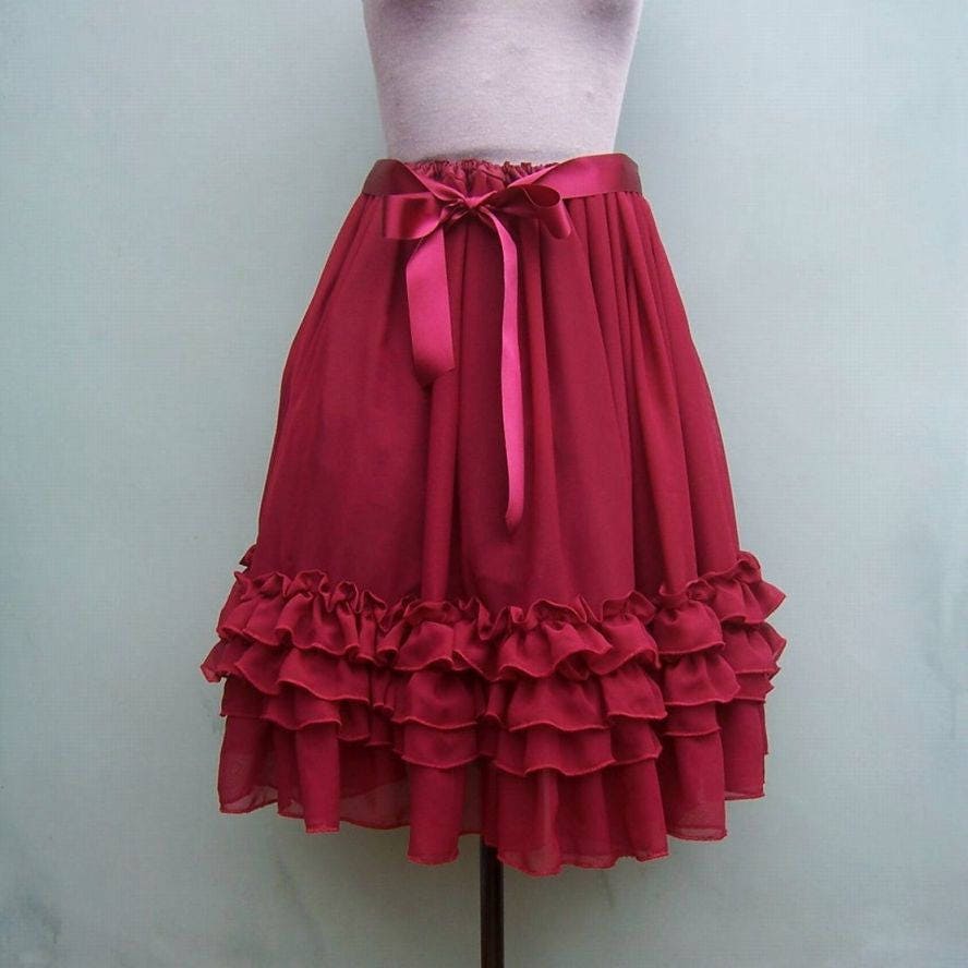 Image of Chiffon Ruffle Skirt Underskirt Layers