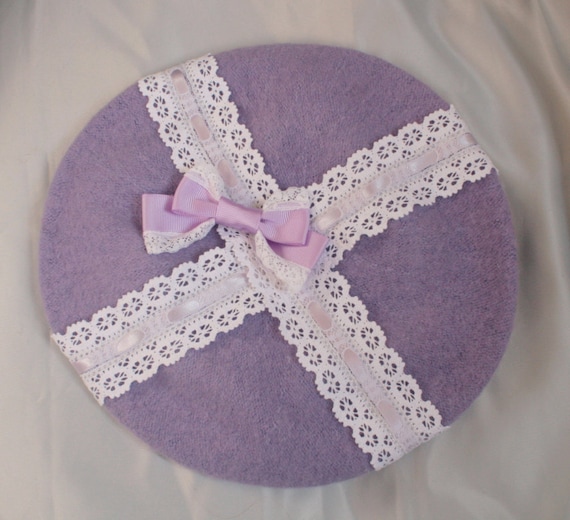 Ribbon Bow Lace Beret Church  Hat ChicHeadwear Lace Beret w/ Ribbon Bow Hat - Navy - Walmart.com main image 3