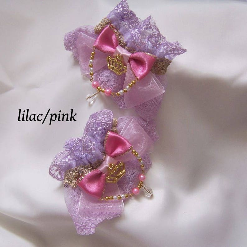 CRYSTAL CROWN Jewellery Lace Wrist Cuffs All Colours image 8