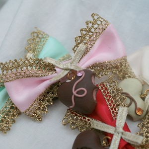 CHOCOLATE TRUFFLE Sweet Heart Ribbon Mini Bow Brooch