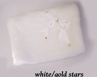 Gold or Silver STAR RIBBON Fur and Bow Muff