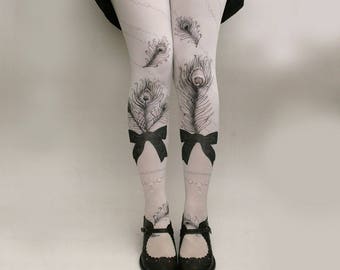 JEWEL FEATHER Illustrated Tights All Colours