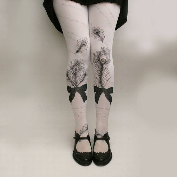 JEWEL FEATHER Illustrated Tights All Colours 