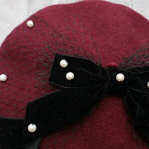 PEARL RIBBON Net Bow BERET All Colours image 10