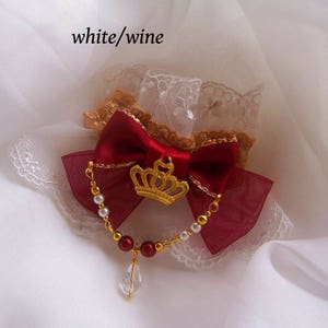 CRYSTAL CROWN Jewellery Lace Wrist Cuffs All Colours White