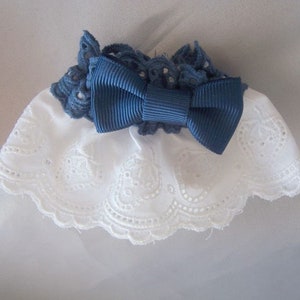 RIBBON BOW Wrist Cuffs Dark and Bright Colours Dark Blue