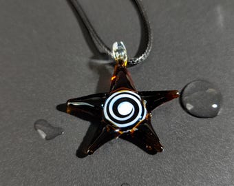 Spiral Star Glass Pendant, Starfish Glass Necklace, Brown Star Glass Necklace, Ocean Style Star Spiral Necklace, Unique Star Glass Pendant