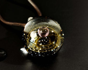 Handmade Cosmic Glass  Necklace,Galactic Glass Pendant,Starry Sky Glass Necklace,Space Glass, Galaxy Pendant,Healing Pendant, Unique Gifts