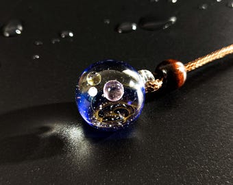 Handmade 3D Galaxy Glass Pendant, Cosmic Nebula Necklace, Starry Sky Jewelry, Unique Space-Themed Gift for Astronomy Lovers