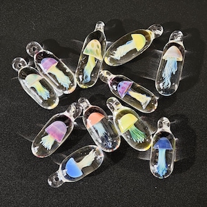 Jellyfish Glass Pendant Necklace,Hand Blown Glass Pendant,Glass Jellyfish Pendant,Ocean Life Jewelry,Ocean Pendant,Birthday Gift