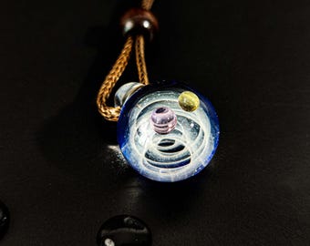 Glass Planet Pendant,blown Glass Necklace,starry Sky Glass