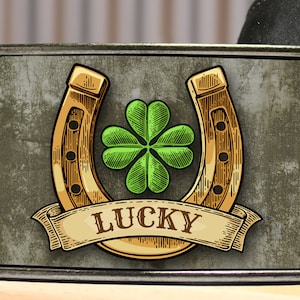 Lucky Horseshoe Four Leaf Clover Belt Buckle St. Patrick's Day