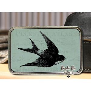 Swallow Belt Buckle, Teal Bird Belt Buckle