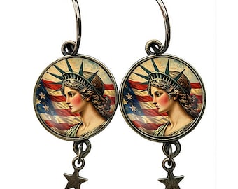 Boucles d'oreilles Lady Liberty - Bijoux Americana Patriotic 250e anniversaire