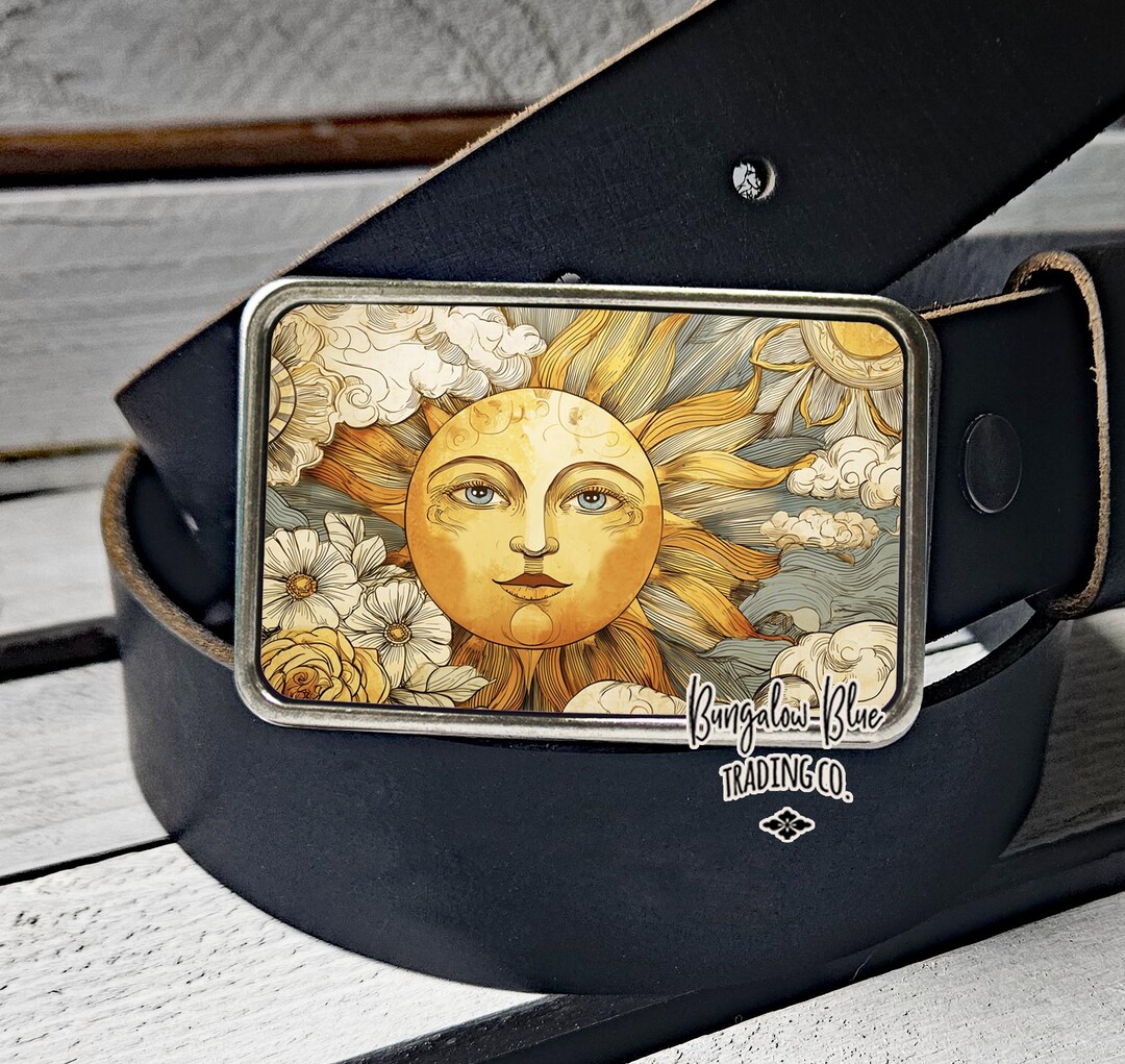 Celestial Sun Belt Buckle – Vintage Sun Face Design - Etsy display picture 1