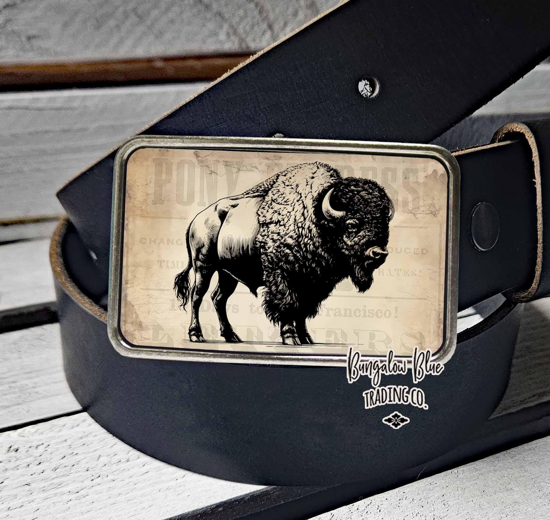 Bison Leather Belt Western - Etsy