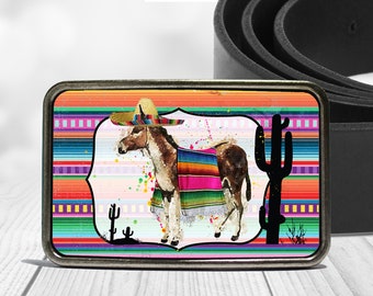 Serape Donkey Belt Buckle