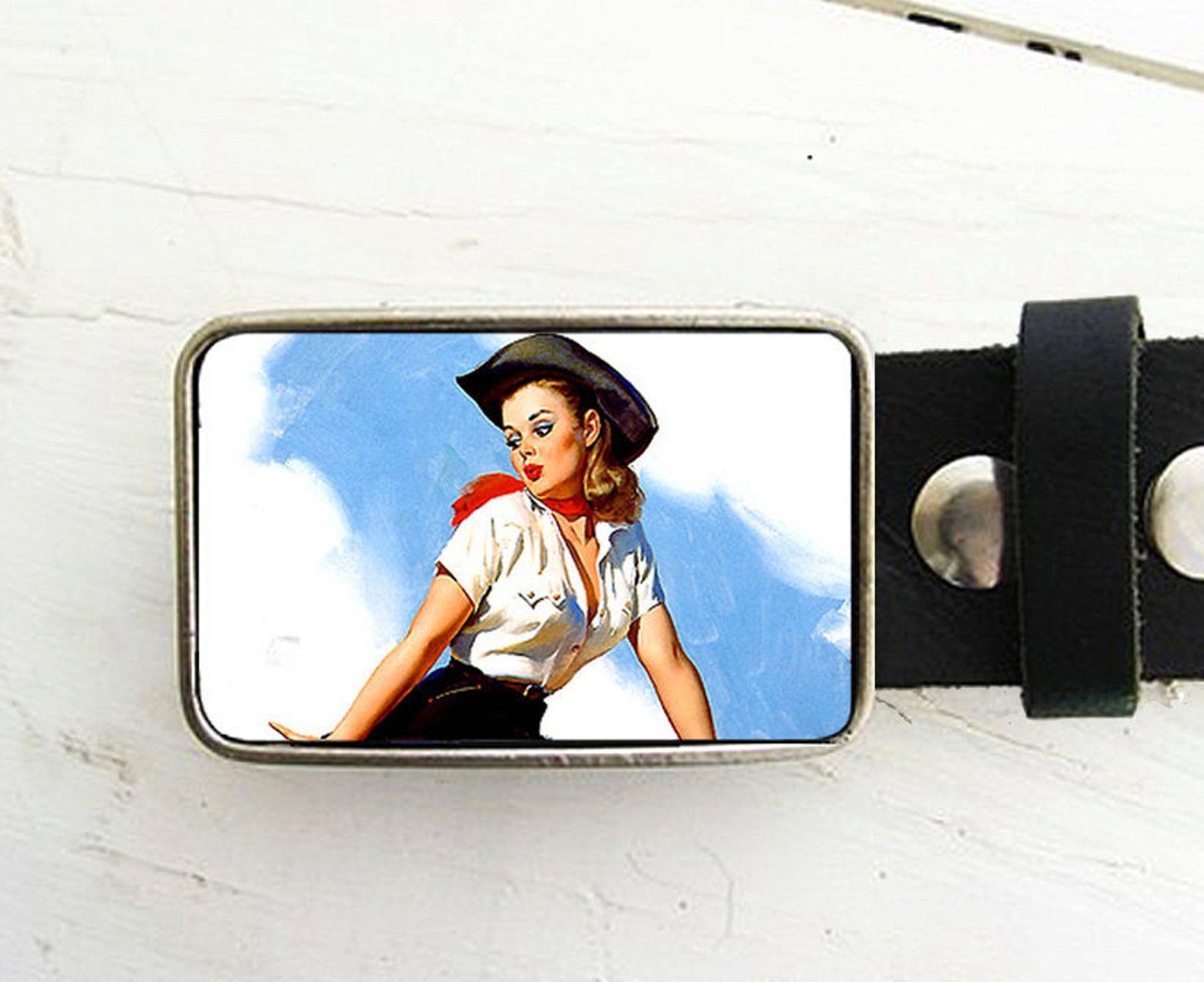 Pinup Cowgirl Belt Buckle Western Belt Buckle Etsy