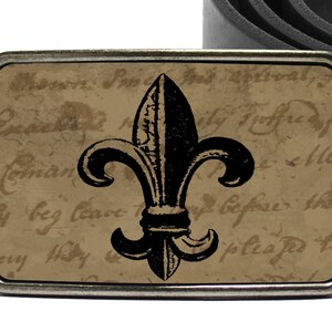 Fleur de Lis Belt Buckle Black and Brown image 5