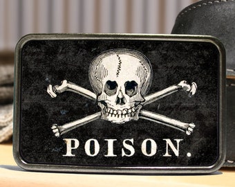 Poison Label Belt Buckle Skull and Crossbones Halloween Belt Buckle