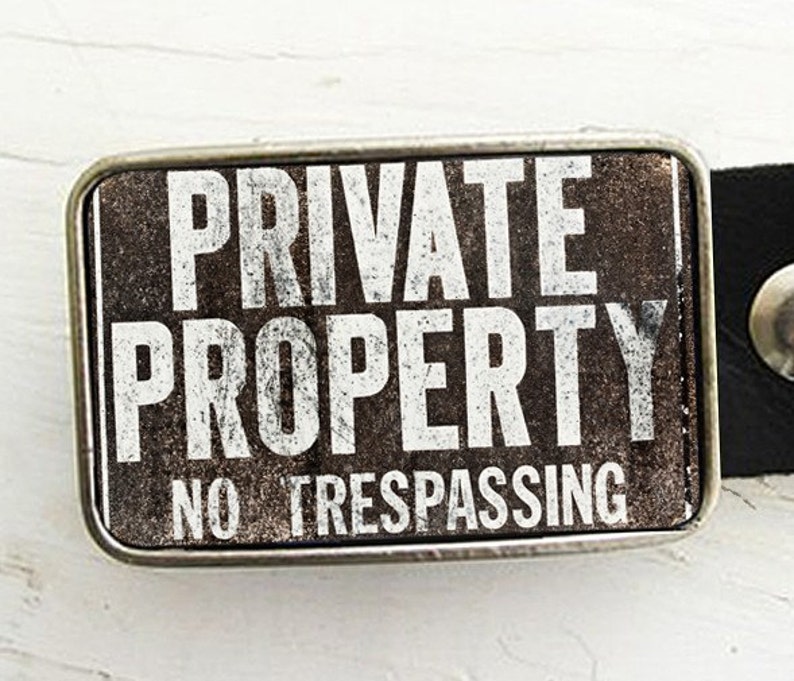 Private Property Belt Buckle, Urban Industrial, Father's Day, gift under 30 image 1