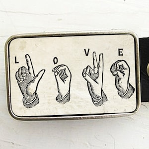 Valentine Belt Buckle, Love in Sign Language, Valentine's Day image 1