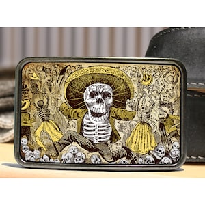 Day of the Dead Skeleton Belt Buckle