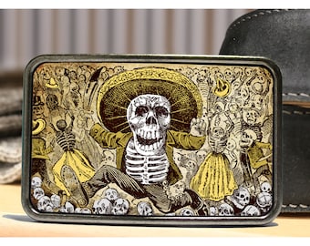 Day of the Dead Skeleton Belt Buckle