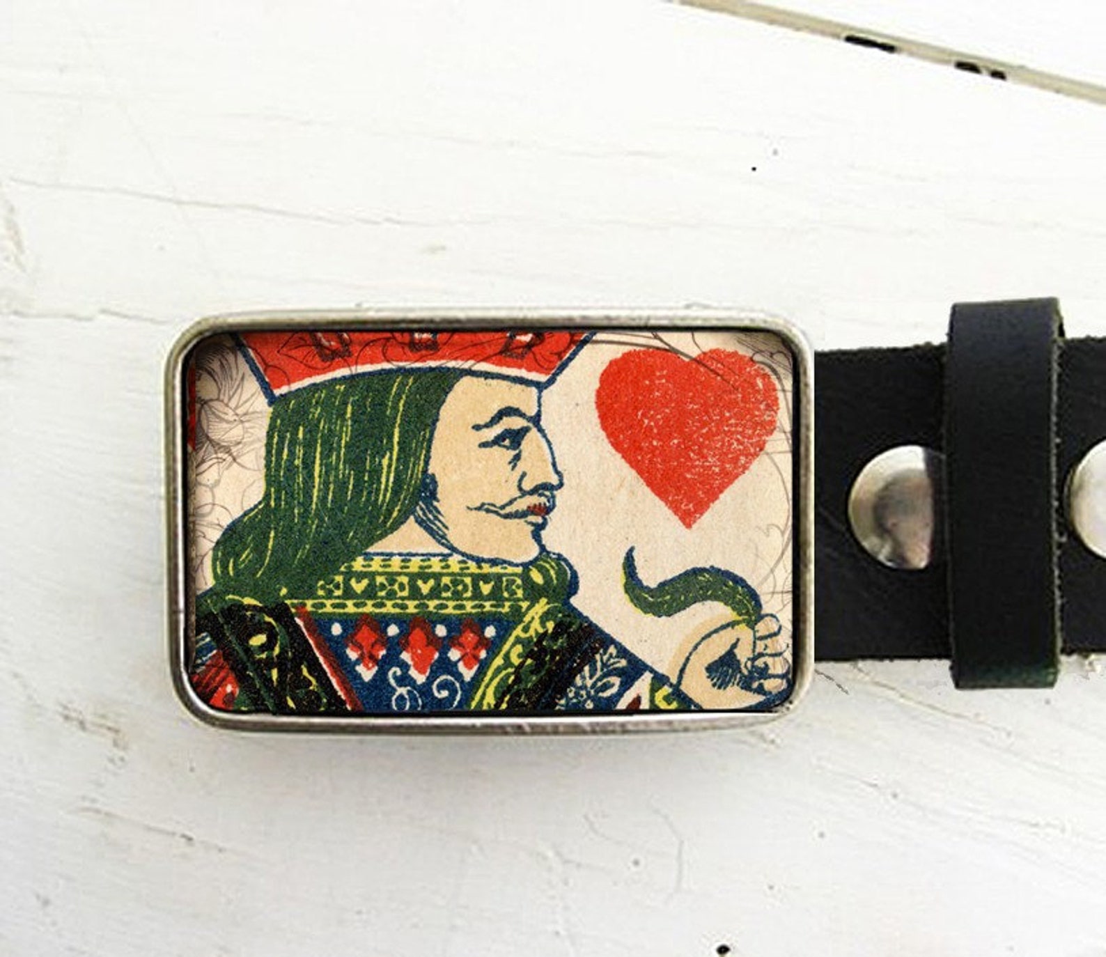 King of Hearts Playing Card Belt Buckle Etsy
