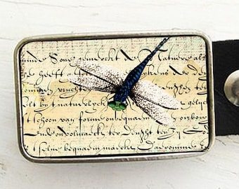 Dragonfly on Handwriting Belt Buckle