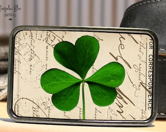 Good luck symbol Leaf belt buckle GS174 as Hippie belt buckle Four leaf clover accessory Boho belt buckle Four-leaf clover belt buckle