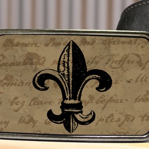 Fleur de Lis Belt Buckle Black and Brown image 1